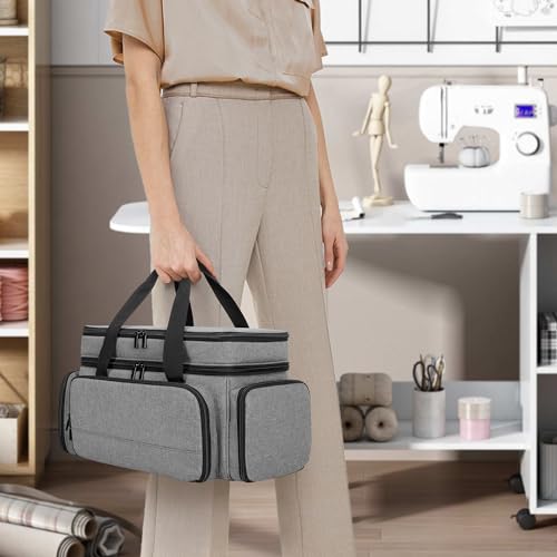 LUXJA Large 2 Layers Sewing Organizer Bag with 5 Detachable Dividers, Sewing Storage Bag for Sewing Supplies (Bag Only), Gray by LUXJA - Image 7