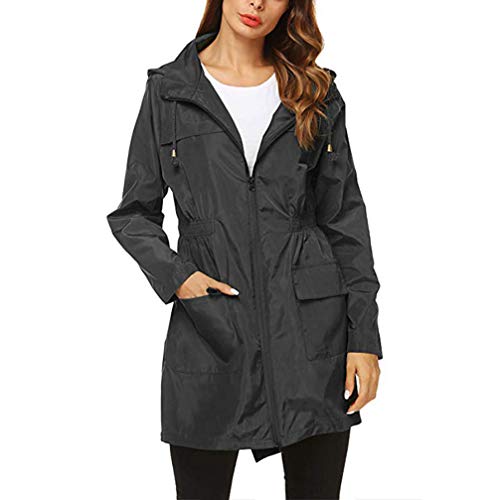 Casaco de chuva feminino com capuz impermeável e corta-vento leve para proteção do corpo ao ar livre