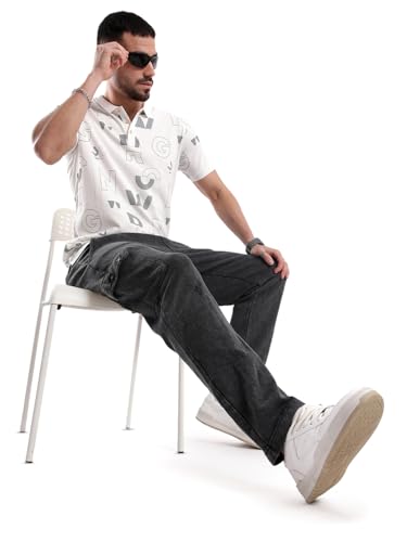 Image of WROGN Men's Typographic AOP Slim Fit Polo T-Shirt