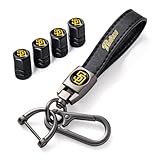 Kaleduo for SD Padres Baseball Fans Car Keychain with Tire Valve Caps, Car Keyring and Valve Stem Caps Compatible with Key Fob Holder, Delicate Gifts for Men Women, Padres