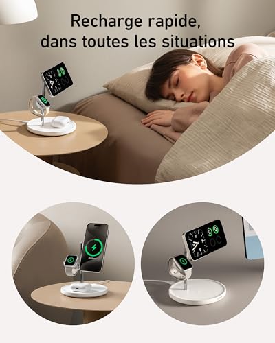 Anker MagGo Chargeur à Induction 3 en 1 15W, Certifié Qi2