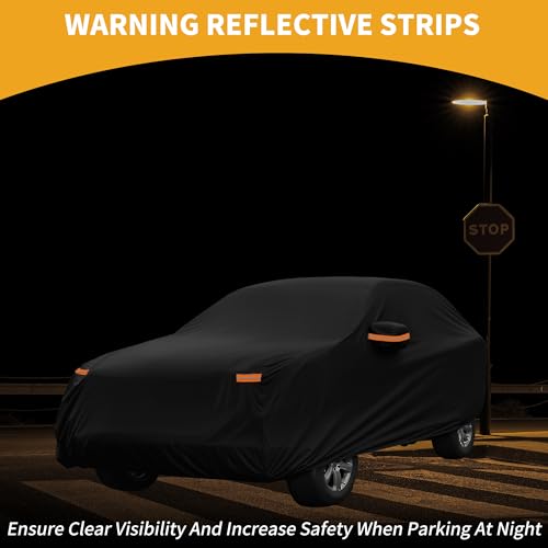 Image of All-Weather Waterproof Car Cover - UV-Resistant Outdoor Full Exterior Protection for mg HS 190T-PU Black with Right Side Zipper