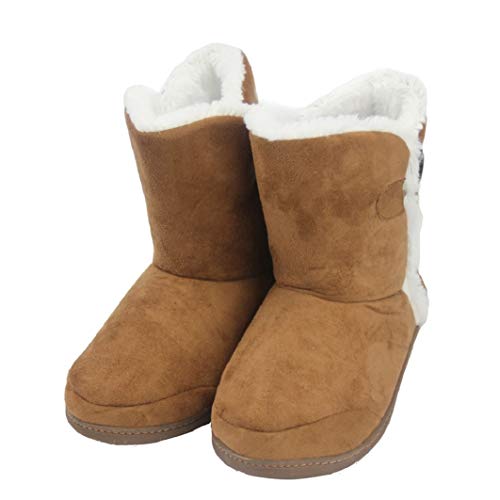 Home Slipper Men's Warm Winter Slipper Boots Classics Comfort Fleeced Lining Cozy Bedroom Slippers Anti-Slip Indoor House Booties Slippers,Tan,Us 11/12 #TOP4