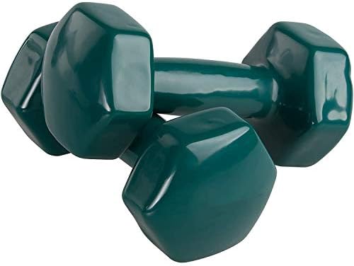 Poecent Set of 2 Neoprene Dumbbell Hand Weights, Green, 3 lb,Pair