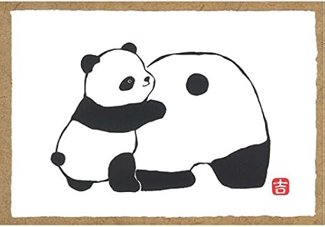 Amazon Co Jp 越前和紙 パンダの絵ハガキ 和紙パンダ パンダの版画 吉岡浩太郎シルク版画絵葉書 パンダ 10枚入り 遊ぼうよ ホーム キッチン