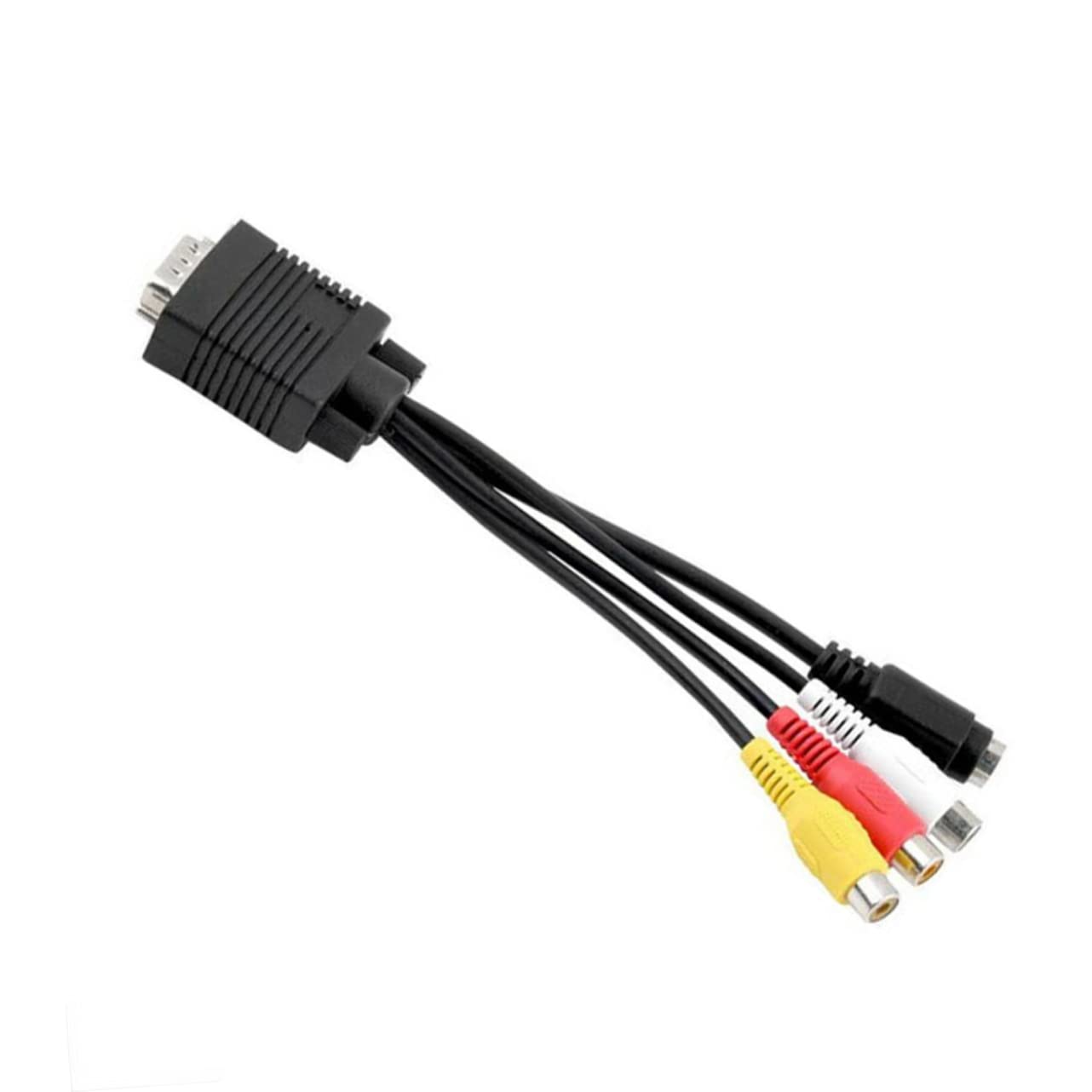 KOMBIUDA Vga to S-Video and Composite Converter Cable for Laptops and Desktops High-Resolution Video Output Pin Male Connector Black Vgaav for Tv Connection