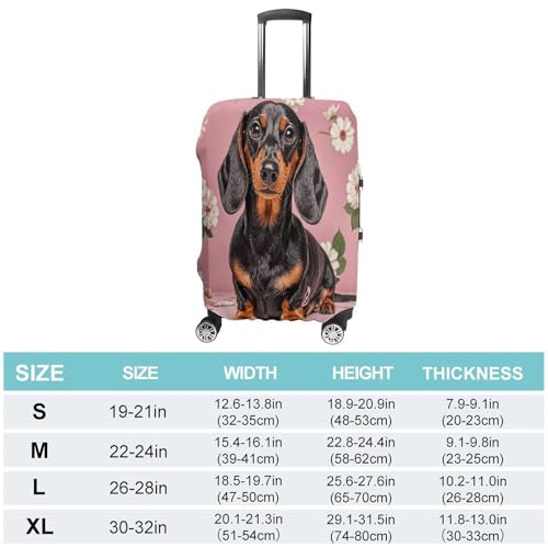 Dachshund Florals Travel Luggage Cover Washable Anti-scratch Suitcase Protector Dustproof Protective Cover Case for Wheeled Luggage Fits 19-32 Inch Luggage2