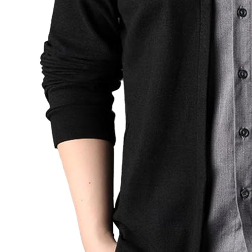 Men's Fake 2 Pieces Business Sweater Open Front Slim Fit Knitted Sweater Cardigan Regular Casual Sweaters4