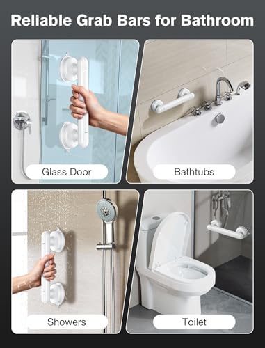 Coneclat Grab Bars for Bathtubs and Showers, Shower Handles for the Elderly and People in Need, 2026 Upgraded Rubber Suction Cup with Maximum 350 lbs Suction Power, No Drilling-(White-1 Pack) — view 5