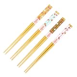 SAFIGLE 8 Pairs Japanese Style Printed Chopsticks with Strawberry Pattern, Anti-scalding Food Serving
