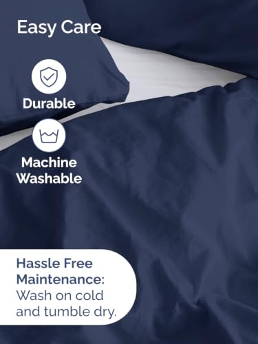 Image of Duvet Cover Full Size - Soft 3 Piece with Zipper Closure - Navy Blue
