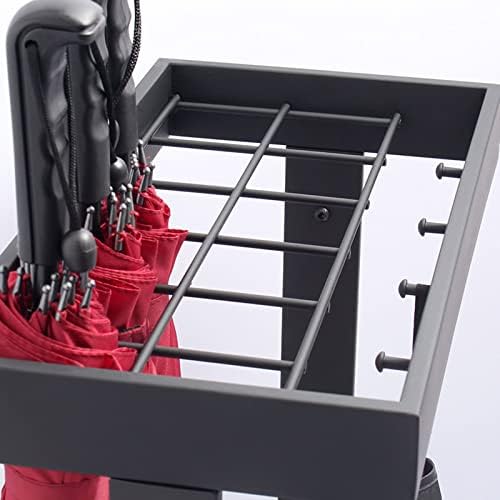 Metal Umbrella Stand with Rainwater Tray - Modern Organizer for Free Standing Umbrellas and Walking Sticks, Ideal for Entryway and Home Hallway Storage
