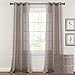 Lush Decor Farmhouse Textured Grommet Sheer Window Curtain Panel Pair, 38