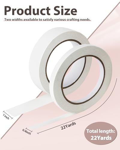 PLANTIONAL 2 Rolls Double-Sided Sticky Fabric Tape, 2/5" x 54.6 Yd & 1" x 54.6 Yd Hem Tape for No Sew, No Iron Hemming, Perfect for Pants, Crafts, and DIY Projects - Thumbnail 2