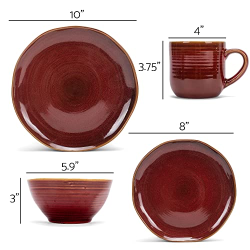 Elanze-Designs-Reactive-Glaze-Farmhouse-Rustic-Boho-Ceramic-Stoneware-Dinnerware-16-Piece-Plate-Bowl-Mug-Dish-Set-Service-for-4-Burnt-Auburn-Red