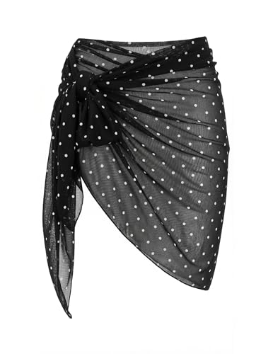 Image of Metallic Shiny Short Sarong Coverups for Women Semi Sheer Bikini Cover Up | Swimsuit Skirt Beach Bikini Cover Up Bathing Suit Wrap