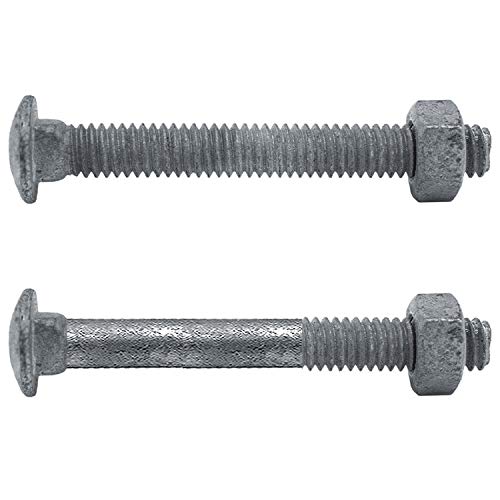 Image of Carriage Bolts 5 /16 x 2-1 /2 inch: w /Nuts Galvanized Carriage Bolt ~ Coarse Thread - Chain Link Fence Carriage Qty 100 Bolts w /Nuts