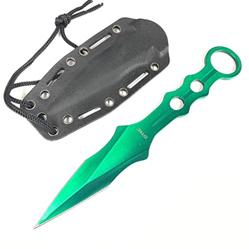 S-TEC Throwing Knife with ABS Sheath I 9 inch overall I 2.3 inch blade I ABS sheath I Stainless Steel I Outdoor I Hunting I Camping I (Green)