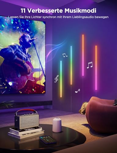 Govee Glide Wall Light LED Wandleuchten RGBIC, 11 Musikmodi und 64 Szenenmodi, Funktioniert mit Alexa und Google Assistant, Smart Lively Lichtleisten für Gaming und Streaming, 6 Stück – Bild 5