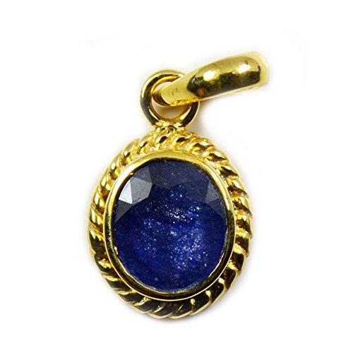Pendentif saphir bleu naturel 3 carats plaqué or pour femme élégante