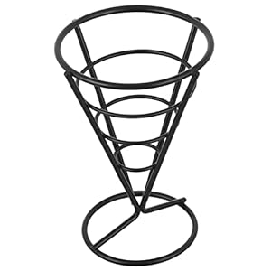 HOMSFOU Pommes Frites Kegelhalter Edelstahl Spiralkegel Korb Pommes Frites Essen Display Draht Ständer Vorspeise Snack Container für Zuhause Küche schwarz
