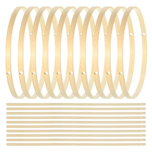 Aro de macramé de bambú de 8 pulgadas PATIKIL con palos de madera para atrapasueños y boda 1