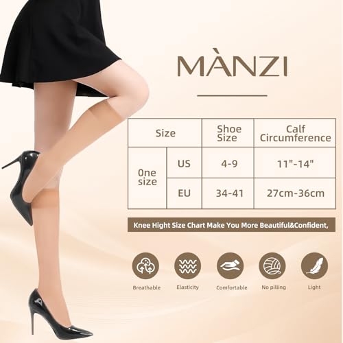 MANZI 12 Pairs Lady\'s Sheer Knee High Stockings, 12 Pairs Natural - Thumbnail 6