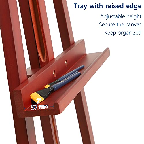 VISWIN Adjustable Height Display Easel 57\" to 76\", Holds Canvas up to 43\", Holds 22 lbs, Beech Wood Art Easel for Painting, Easy to Assemble Floor Wooden Easel Stand for Adults, Beginners - Walnut - Thumbnail 6