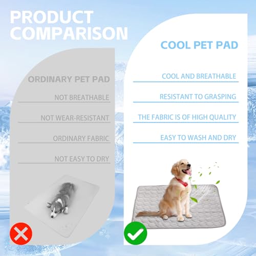 SilverChry Kühlmatte Für Hunde 97 * 68 cm, Kühldecke Hund, Kühlmatte Katze, Ungiftige Kühlpads für Haustiere, Waschbare Kühlmatte Für Haustiere, Kann im Innen- und Außenbereich Verwendet Werden