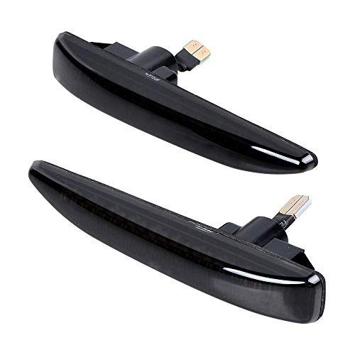 Dark Smoke Lens Amber LED Side Marker Turn Signal Light Flowing Sequential Compatible with 02-08 BMW E65 E66 E67 E68 7 Series