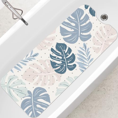 SHUCHING Tapis de Bain Antidérapant Feuille Boho, Tapis Antidérapant Baignoire 100 X 40 cm, Bohême Tapis de Douche sans BPA Lavable en Machine et Résistant...