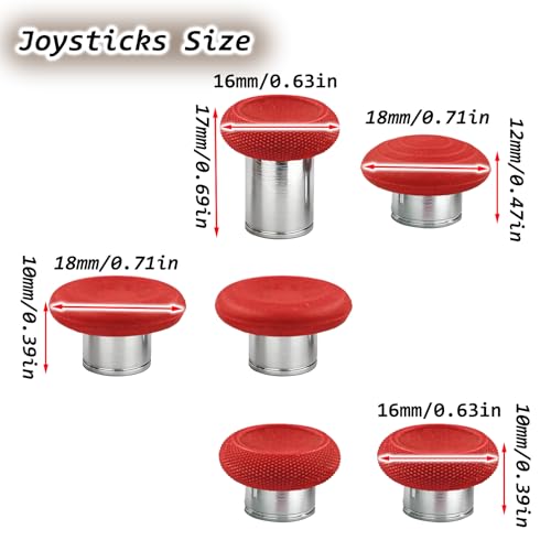 Image of 6 in 1 Metal Magnetic Thumbsticks for Xbox Elite Series 2 Controller,Red | Elite Series 2 Controller Thumbsticks,Swappable Analog Stick Joysticks for Xbox Elite Series 2 /Elite Series 2 Core Controller