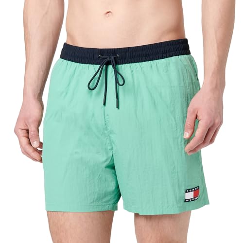 Tommy Hilfiger Bañador Hombre Medium Drawstring con cintura ajustable, Verde (Fort Green), L