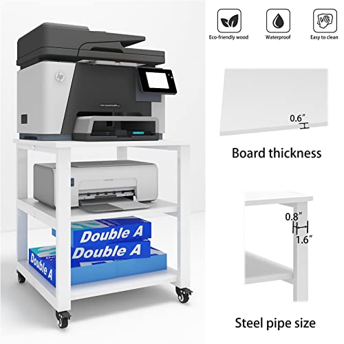 Image of Natwind 3 Tier Laser Printer Stand,20''x20'' Side Table for Printer, White