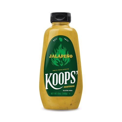Image of Koops' Mustard Gluten-Free, Kosher, Made in USA, From Quality Mustard Seeds, Creamy and Traditional Bavarian Recipe (12 Ounce (Pack of 1), Jalapeno)