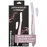JAPONESQUE - SKINTherapy Dermaplaning Facial Razors - Two Blade Sizes with Interchangeable Handle, Eyebrow Razor, Ultra Sharp Japanese Blades, For Hair Removal, Multipurpose Exfoliating