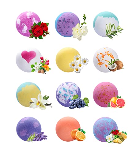 ZubuFitd Badekugeln, Handgefertigtes Badebomben Geschenkset (12 Stück), 12 Düfte, reich ätherischen Ölen und Meersalz, badekugeln kinder überraschung, SPA, geschenke für frauen, Mädchen, Muttertag Cover