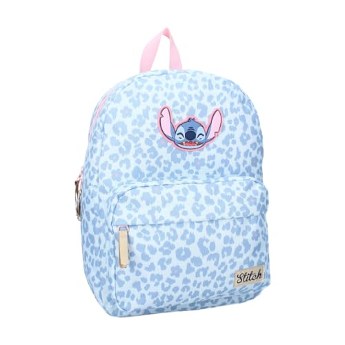 mybagstory | Oficjalny plecak Stitch Leopard And Laughter Collection | Tornister dziecięcy od 5 lat | Niebieski nadruk w panterkę i różowe detale | Idealny do przedszkola i szkoły podstawowej |