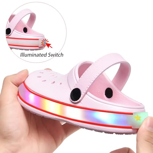 Image of XPKWS Toddler Kids Clogs Boys Girls LED Garden Shoes Light up Sandals Slip on Quick Dry Beach Slippers
