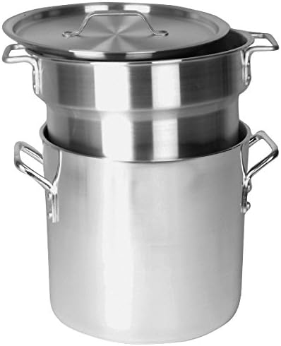 Thunder Group ALSKDB002 - 12 Quart Aluminum Heavy Gauge Double Boiler Mirror Finish - Set