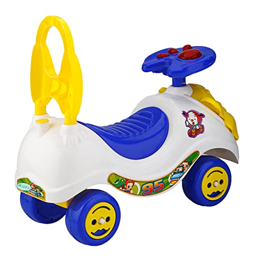 Image of Baby Car Ride On Push Car with Music and Back Rest for Baby (Lion Rider (White))