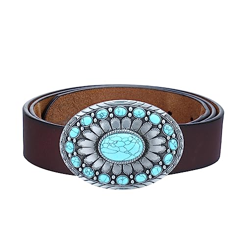 Image of Turquoise Belt Buckle for Men Western Texas Longhorn Bull Rodeo Belt Buckle American Cowboy Chic Gift