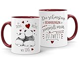 MoonWorks® Kaffee-Tasse Panda Ich Deins Du Meins Wir Eins Liebes-Geschenk Liebesbeweis Geschenkidee Freund Freundin Die schönsten Erinnerungen bordeauxrot Keramik-Tasse