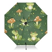 RPLIFE Cute Cartoon Frogs Umbrella for Rain, Lightweight Durable Automatic Open/close Umbrella for Women, Travel Umbrellas for Rain and Sun