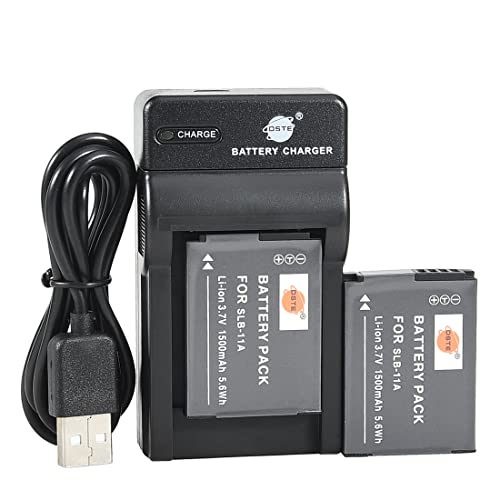 Pack de 2 batteries SLB-11A Li-ION avec chargeur micro USB haute performance