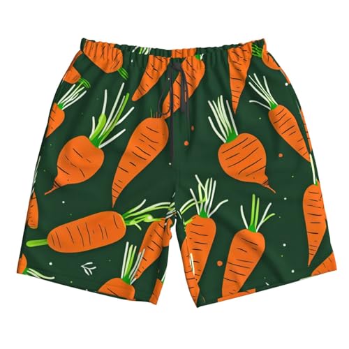 CPAQasg Short de bain pour homme imprimé carotte Happy Carotte Short de bain Vacances d'été Sports Maillots de bain essentiels de voyage, blanc, L taille courte – vue 8