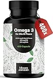 Omega 3 Olio di Pesce – 400 Capsule – 2000 mg per Dose Giornaliera con 360 mg EPA e 240 mg DHA – Prodotto in Germania – Fish Oil Omega 3 - Testato in Laboratorio
