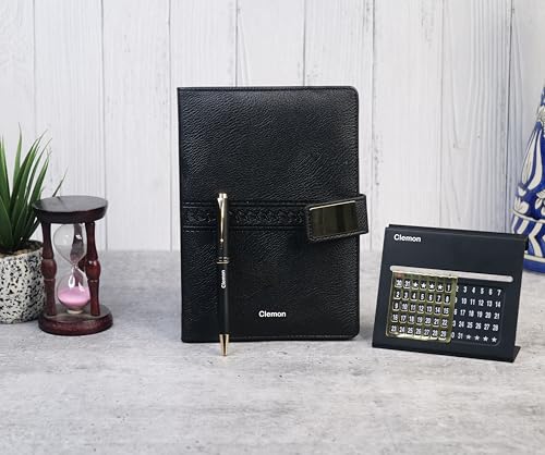 Image of Personalised 3 in 1 Corporate Gift Set which Includes Diary,Calender, Metal Pen Gift Set for, Employee of The Month, Corporate Gift for Clients,Diwali Gifts(Black)