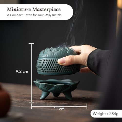 Image of Ekhasa Ceramic Dhoop Dani Loban Burner Holder Stand for Home | Dhup Kapoor Dani for Puja | Sambrani Dhoop Holder | Dhuni Burner Samrani Dhoop Batti Stand for Pooja | Dhup Stand Incense Oud Burner
