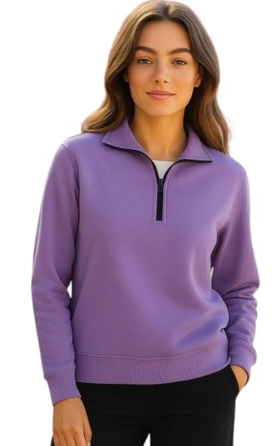 hellion where dreams become clicks Hellion Women's Purple Mock Collar Quarter Zip Sweatshirt-picture-18